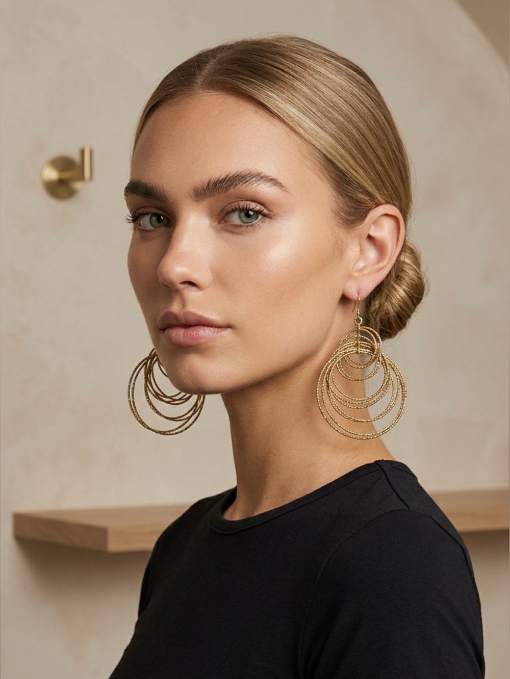 Gold Multi-Hoop 3.5”Drop Earrings - Women Jewelry